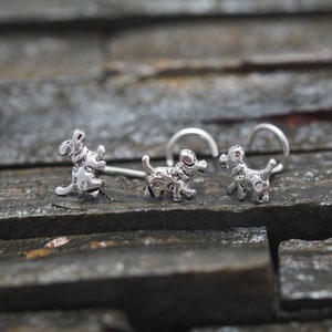 Little dog Nose Stud, Sterling silver nose stud / nose screw, Jewelry Nose Stud, Body Piercing Jewelry, Nose Piercing, Animal