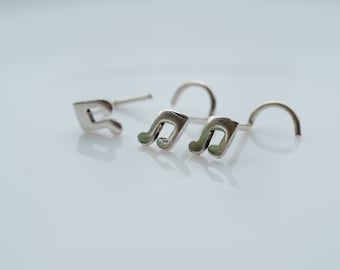 Sterling Silver Music Note Nose Stud - 18/20 Gauge Nose Piercing