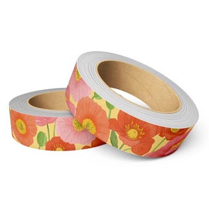 Ruban Washi coquelicots Muchable | motif d'illustration de papeterie botanique à fleurs | ruban de papier nature/plantes