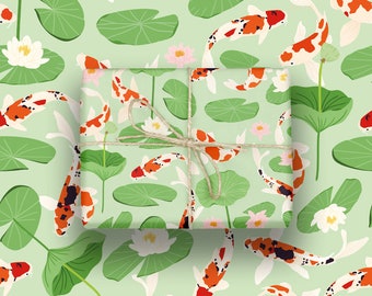Luxury wrapping paper - Gift wrapping | special original paper | cute illustrated Koi Carps