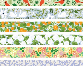 Dessins mignons de ruban washi - Muchable | conception de modèle d'illustration de papeterie de fleur | ruban de papier botanique
