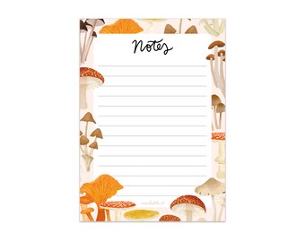 Notitieblok briefpapier A6 - paddenstoelen/mushrooms - notes - to do today | lijstje, notepad | stationery | illustratie herfst/autumn