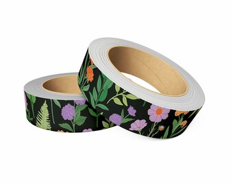 Washi tape wild flowers black - Muchable | flower stationery illustration pattern design | paper tape flowers