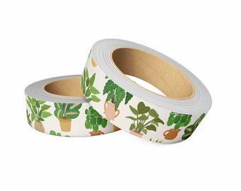 Washi tape cheerful houseplants Muchable | flower stationery illustration pattern design | paper tape botanical