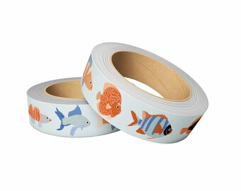 Washi tape colorful fish Muchable | flower stationery illustration pattern design | paper tape fishes ocean