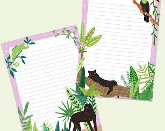 Notepad stationery A5 black panthers - double sided - cute stationery to do list planner illustration