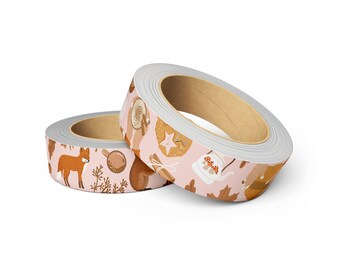 Washi tape herfst - winter - foxes pattern design - postcrossing, brievenbusgeluk, stationery, illustration | cozy days, fox, cup of tea