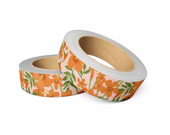 Washi tape hibiscus flowers Muchable | flower stationery illustration pattern design