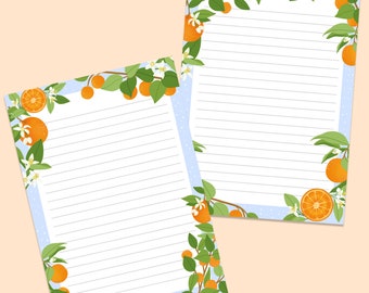 Notepad stationery A5 oranges - double sided - cute stationery to do list planner illustration fruit