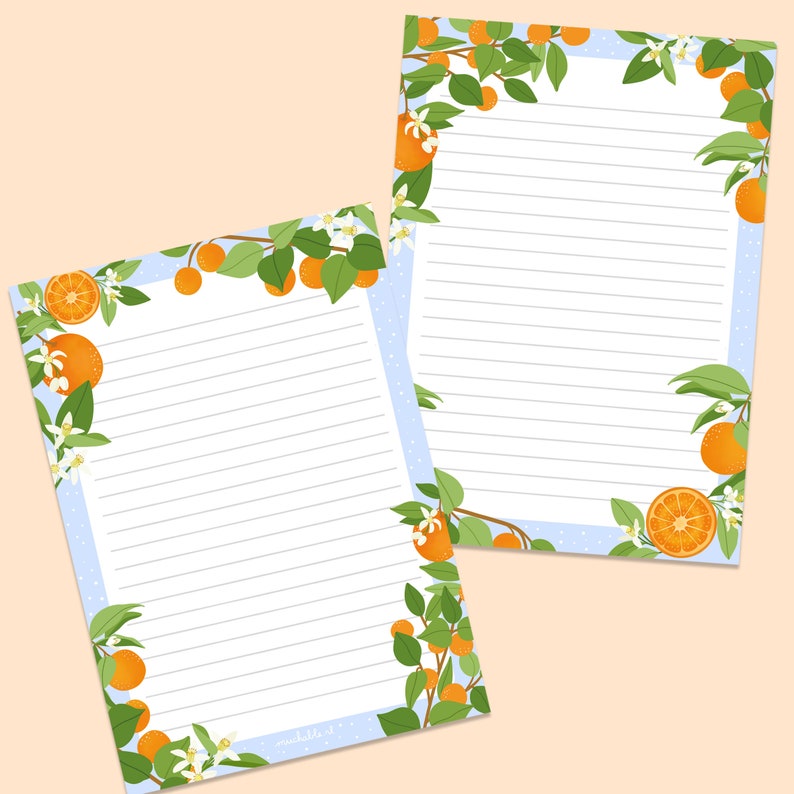 Notitieblok briefpapier A5 sinaasappels dubbelzijdig cute stationery to do list planner illustration fruit afbeelding 1