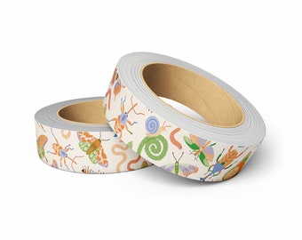Washi tape colorful insects/creatures Muchable | flower stationery illustration pattern design | paper tape insects/bugs/snail/worm