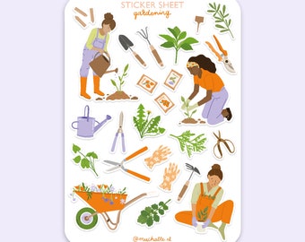 Sticker sheet A5 illustrations - gardening | bullet journaling, scrapbooking, journal stickers, planner