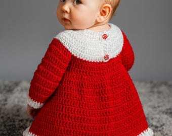 Handmade Crochet Baby Girl Christmas Dress