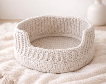 Cama de crochet gruesa para mascotas: acogedora cesta hecha a mano para gatos y perros pequeños