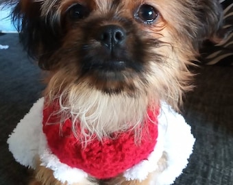 Christmas Pet Dress - Crochet Dog Cat Xmas Dress with Harness Hole & Fluffy skirt.