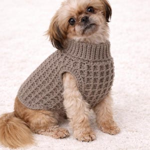 XS Pet jumper - Brown Dog and Cat Sweater - Waffle Stitch