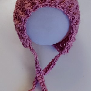 Crochet Bonnet - For Baby, newborn & adult bonnet hat - Pink - Brown - Cream.