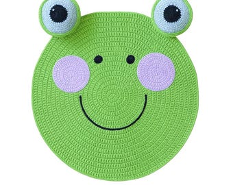 Crochet Frog Rug: Handmade Acrylic Baby Blanket, Nursery Decor