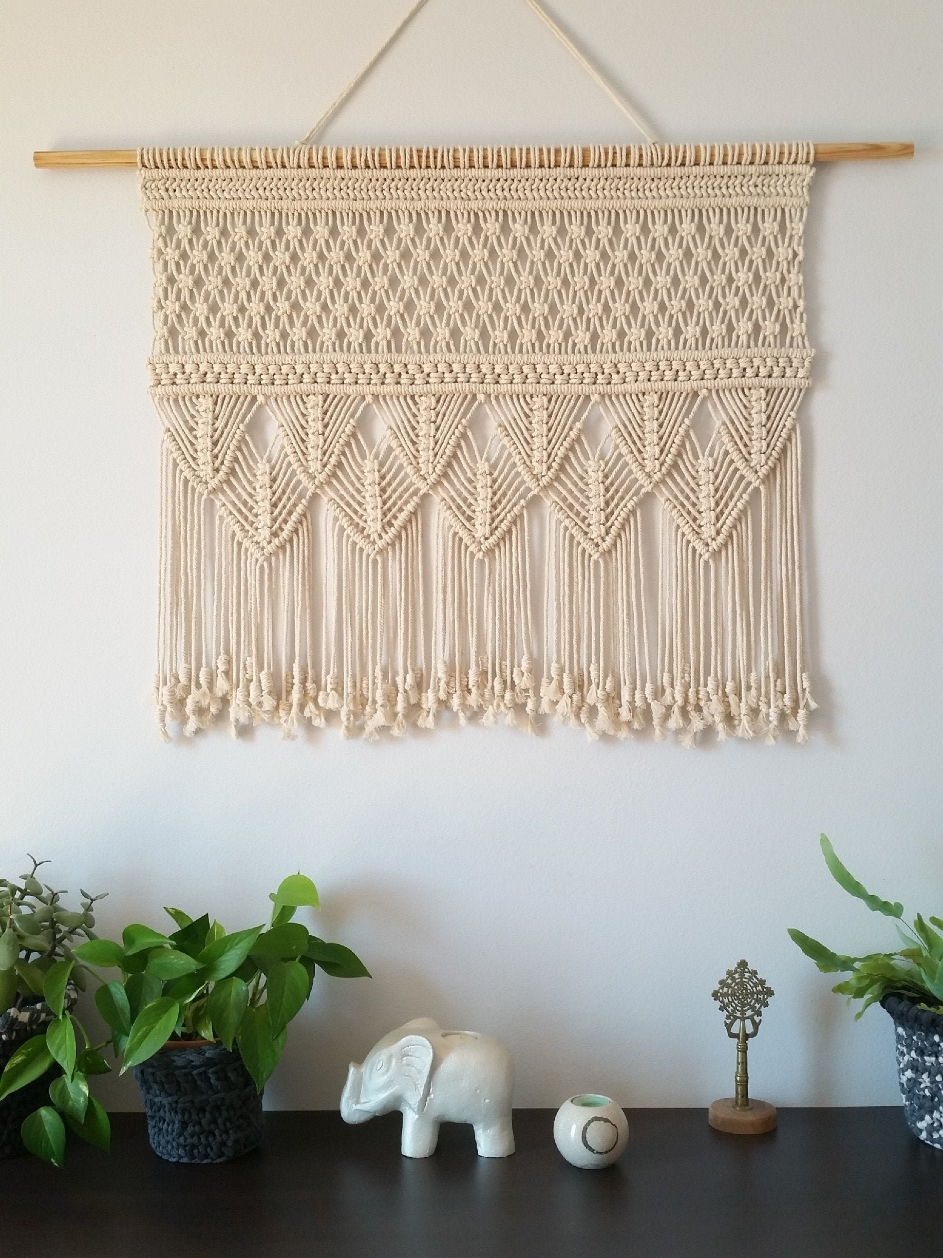 IVORY PANEL Macramé Wall Hanging Geometric Macramé Headboard Etsy UK