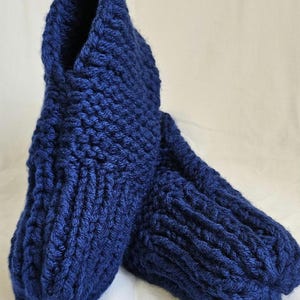 Hand Knitted Grandma slippers - Medium (Blue)