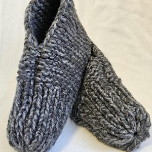 Hand Knitted Grandma slippers - Large (Grey mix)