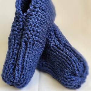 Hand Knitted Grandma slippers - Large (Blue)