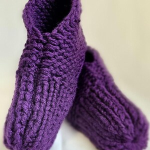Hand Knitted Grandma slippers - Small (Purple)
