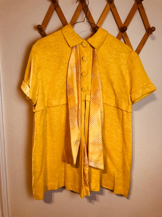 Vintage 1960s Mustard Yellow Blouse