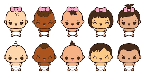 Kawaii Clipart, Kawaii Baby Clipart, Cute Baby Clipart, Baby Girl ...