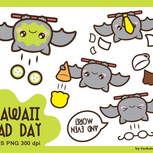 Bat clipart, kawaii clipart, bat clip art, bad day clipart, unlucky clipart, sad clipart, kawaii clip art, Commercial Use