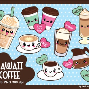 Coffee clipart, kawaii coffee clipart, cute coffee clipart, kawaii coffee clip art, coffee clip art, food clipart, Сommercial use