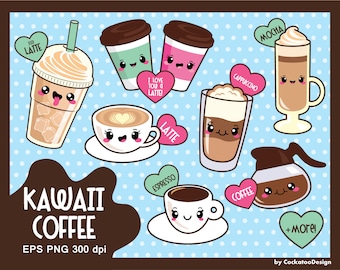 Coffee clipart, kawaii coffee clipart, cute coffee clipart, kawaii coffee clip art, coffee clip art, food clipart, Сommercial use