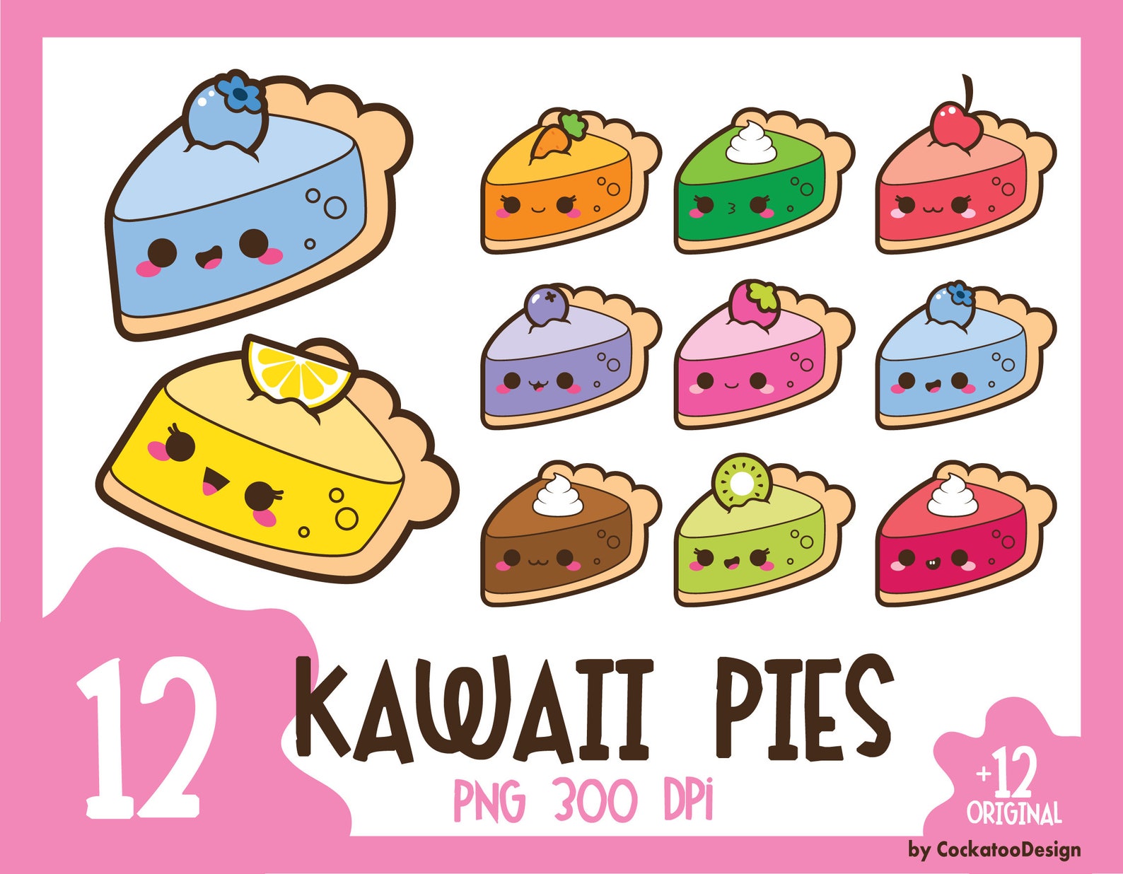 Pie Clip Art Cake Clipart Pie Clipart Cake Clip Art Kawaii Etsy
