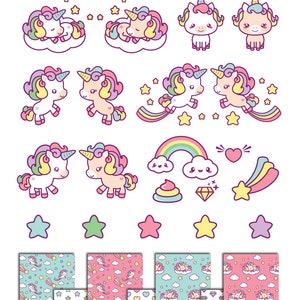 Unicorn clipart, kawaii unicorn clipart, unicorn clipart, cute unicorn clipart, unicorn pooping, unicorn art, unicorn digital paper image 2