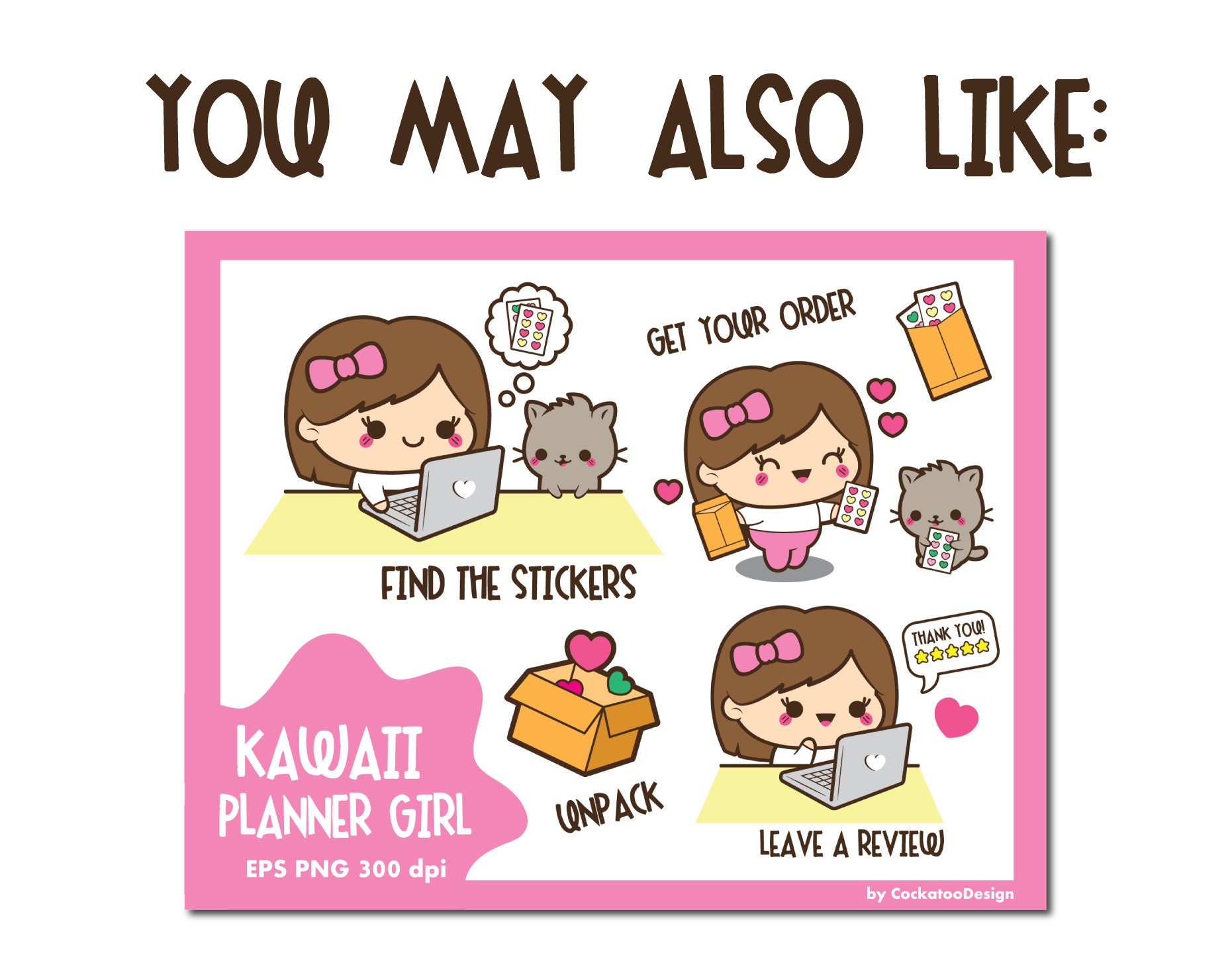 Kawaii Girl Clipart Cute Girl Clip Art Planner Girl Clipart Etsy India