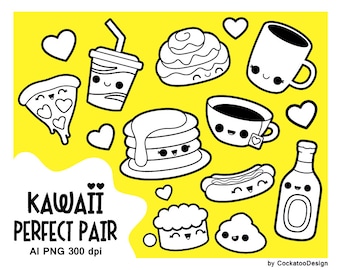 Food digital stamp, valentine digital stamp, coffee digital stamp, pizza digital stamp, fast food digital stamp, sushi digital stamp