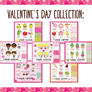 Valentine clipart, kawaii Valentine clipart, Valentine digital papers, vegetarian clip art, kawaii avocado clipart, beans, love clipart, image 5