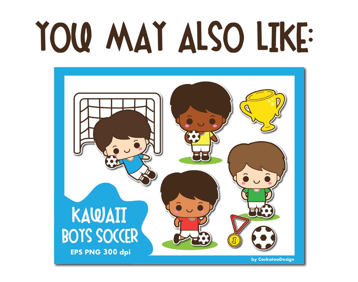 Soccer Clip Art Football Clipart Kawaii Soccer Clipart Kids | Etsy