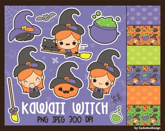 Halloween clipart, Halloween cat clipart, witch clipart, black cat clipart, Halloween clipart, cat clipart commercial use, digital papers