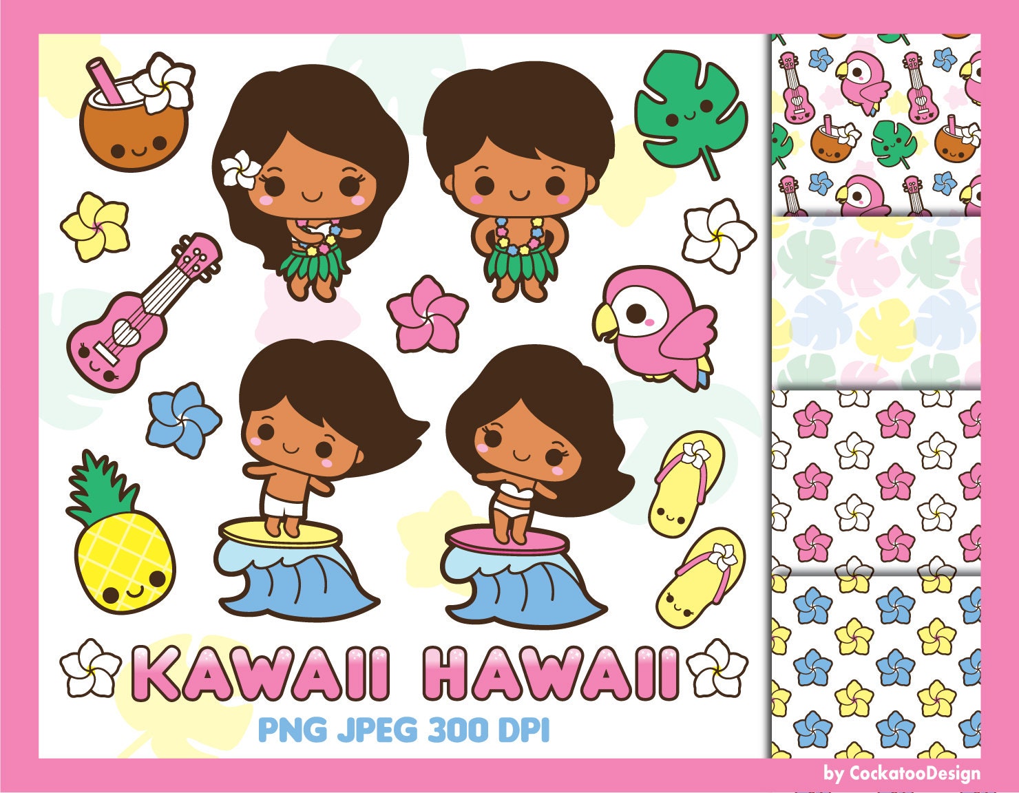 Kawaii Hawaii clipart Hawaiian party clipart hula dancer Etsy