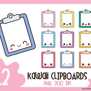 Kawaii Klemmbrett Clip Art, Clipboard Kawaii, Planer Clipart, Kawaii Planer Clipart, kommerzielle Nutzung
