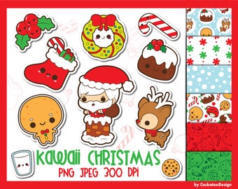 Christmas reindeer clipart, Christmas candy clipart, Christmas clipart, Christmas tree clipart, kawaii Christmas, Christmas digital papers