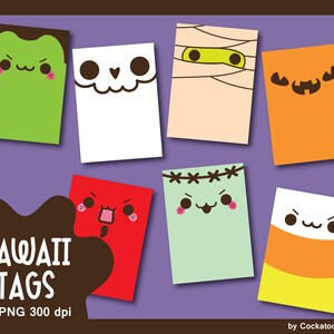 Kawaii Halloween clipart, Halloween tag, Halloween printables, Halloween digital tag, Halloween printable tag, Halloween sign, treat bag tag