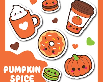 Coffee clipart, kawaii coffee clipart, pumpkin spice clipart, kawaii fall clipart, kawaii autumn clipart, macaron, Commecrail Use