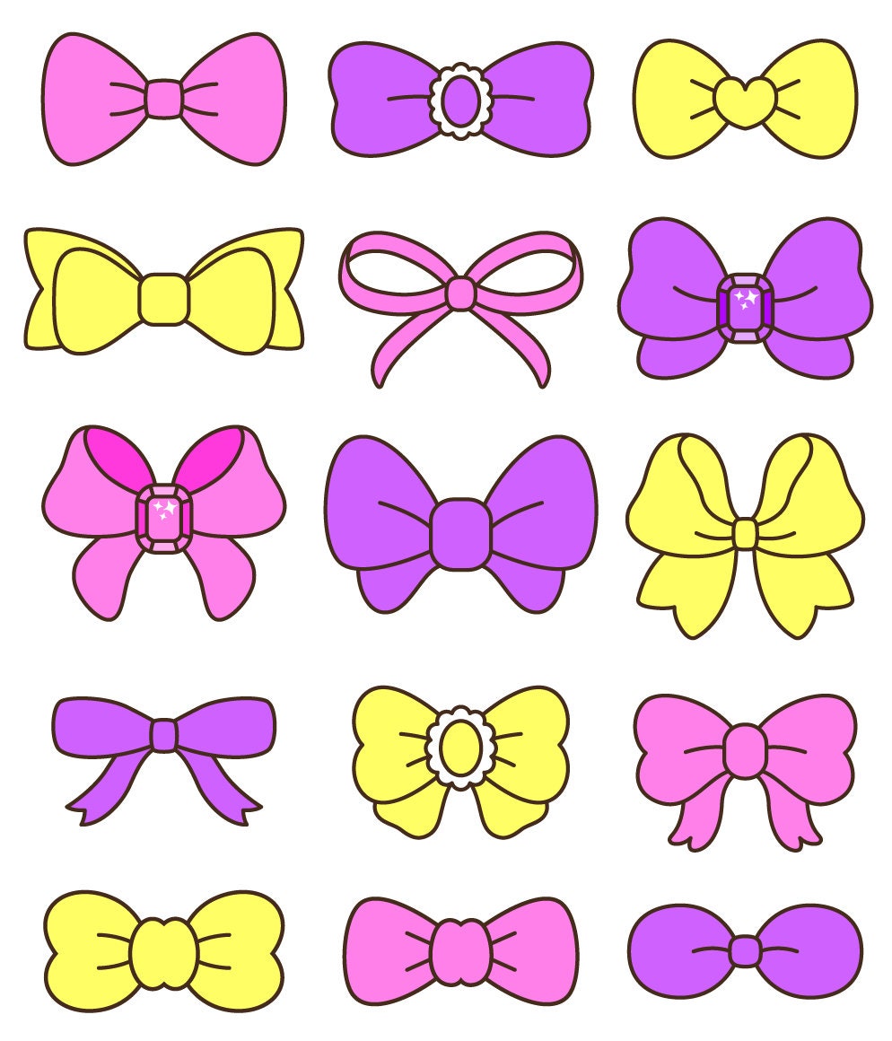 Cute Colorful Bow Ribbon Clip Art Set – Daily Art Hub // Graphics,  Alphabets & SVG