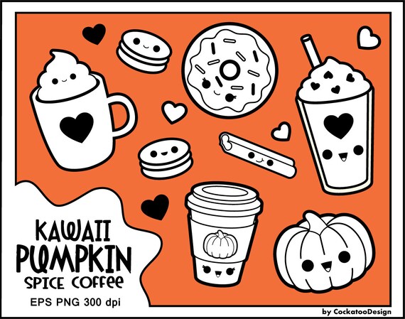 Coffee Clipart Coffee Digital Stamp Pumpkin Spice Digital Stamp Fall Digital Stamp Donut Digital Stamp Macaron Digital Stamp By Cockatoodesign Catch My Party
