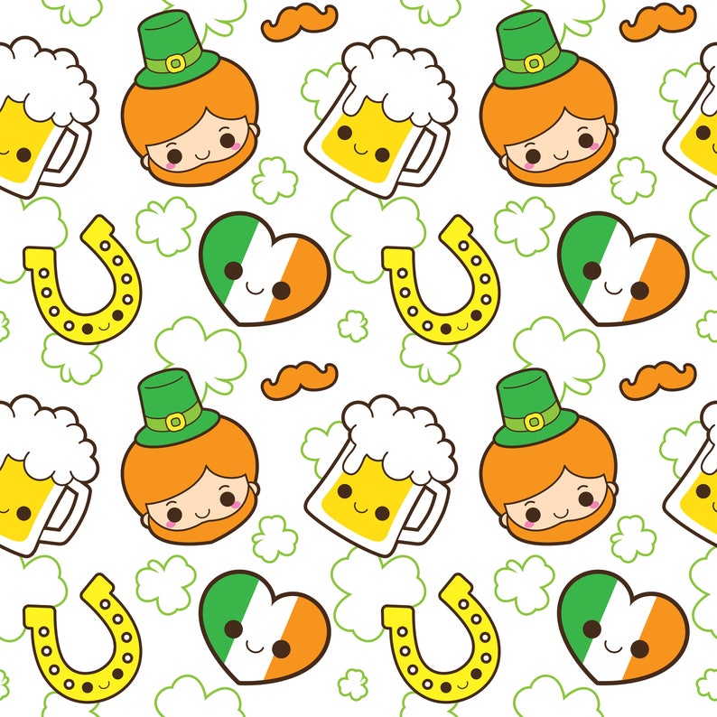 St.Patricks Day clipart, Saint Patricks Day clip art, kawaii leprechaun clipart, St. Patricks Day digital papers, shamrock clip art image 5