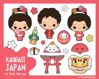 Japan clipart, kawaii Japan clipart, kimono clipart, japanese girl clipart, kadomatsu clipart, sushi clipart, lion clipart, asia clipart