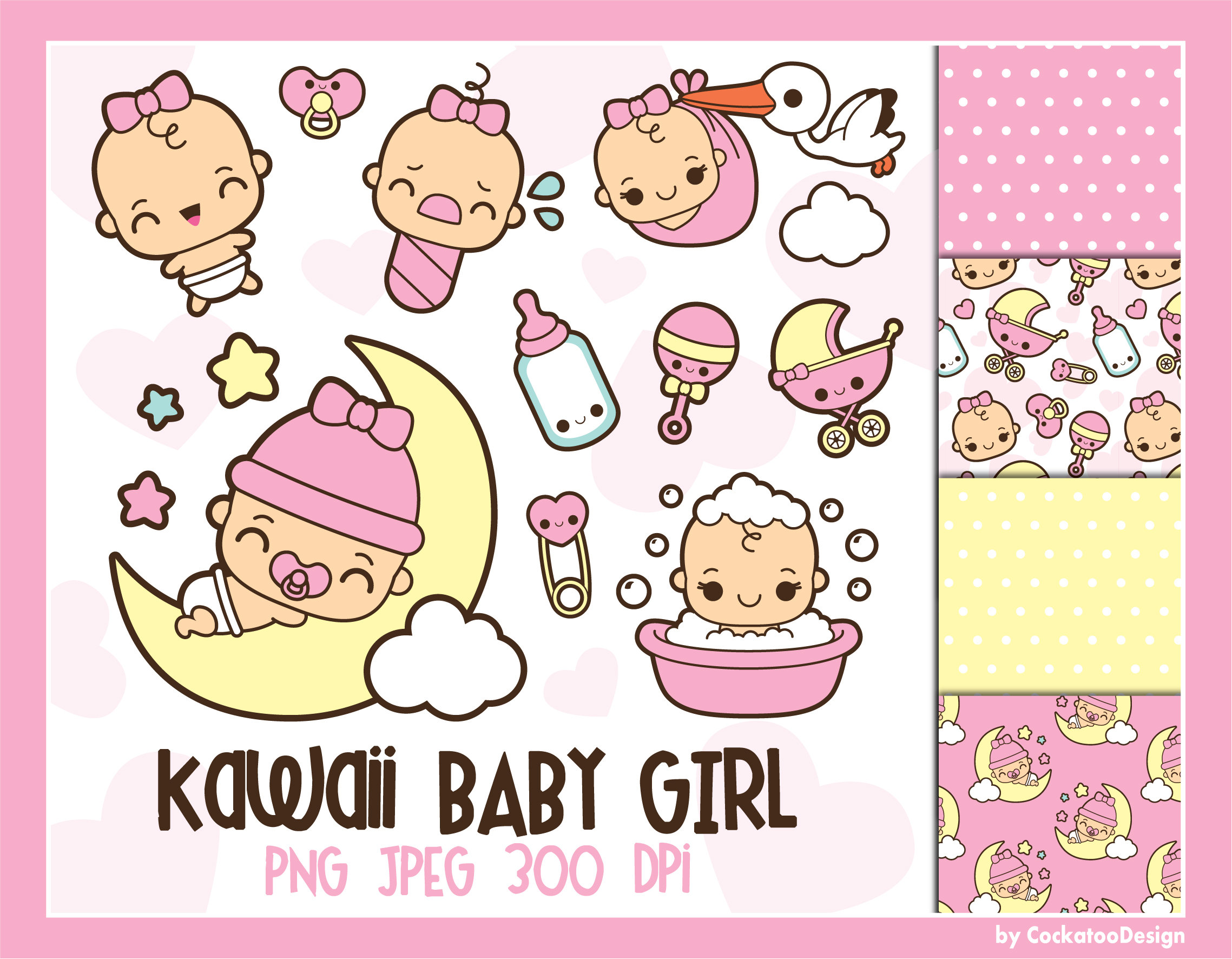 Kawaii bebé Clipart Clipart de bebé niña cute bebé Etsy