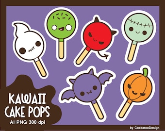 Halloween clipart, kawaii halloween clipart, halloween cake pops clipart, halloween treats clipart, halloween candy clipart, kawaii sweets